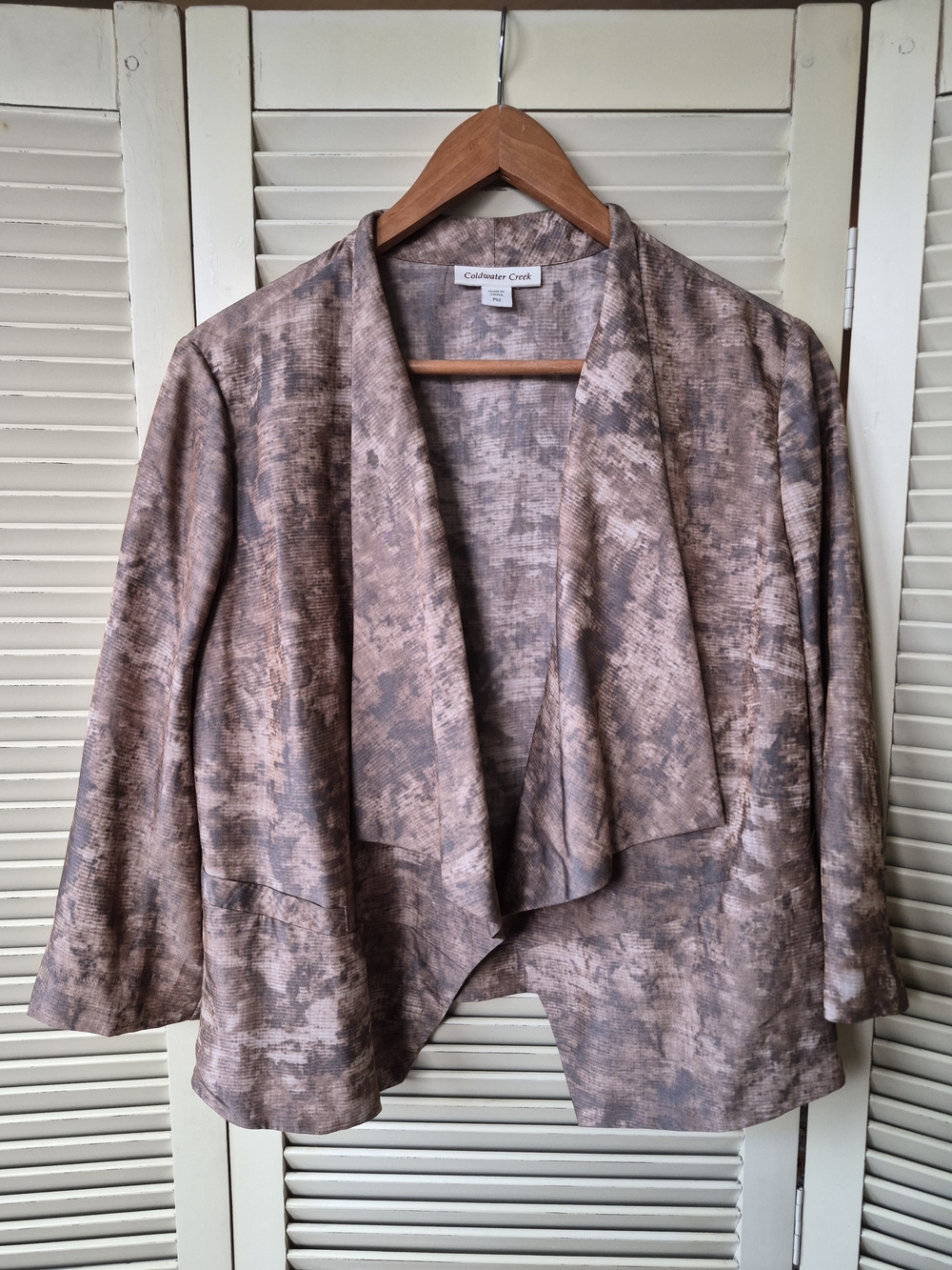 Coldwater Creek Women's Open-Front Draped Jacket in Taupe Size Petite 12